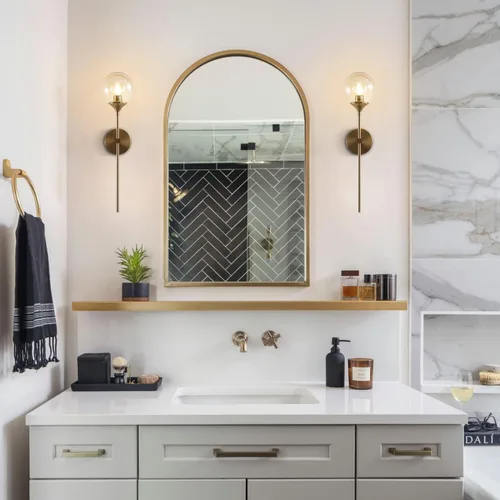 Miniatura 6 de KCO Lighting - Aplique de pared montado en la pared de latón cepillado dorado, lámpara de pared moderna de mediados de siglo, lámpara de pared Oro +