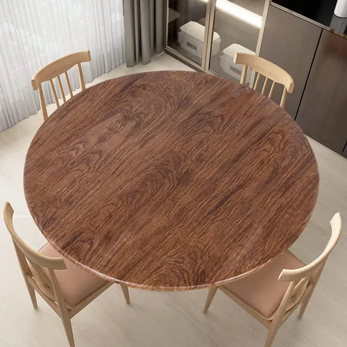 Miniatura 18 de LUSHVIDA - Mantel para mesa redonda impermeable y con borde elástico, de vinilo, ajustable a la mesa, mantel de plástico con borde elástico