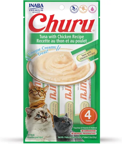 Miniatura 20 de INABA Churu - Golosinas naturales para gatos, puré para lamer (receta de pollo con cangrejo, 4 tubos)