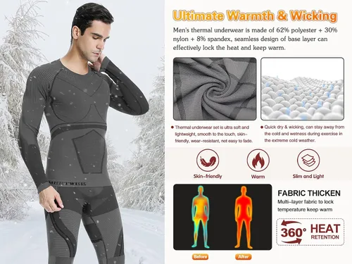 Miniatura 4 de Ropa interior térmica para hombre, forro polar de invierno, ropa interior de compresión para hombre, ropa interior y parte inferior cálida