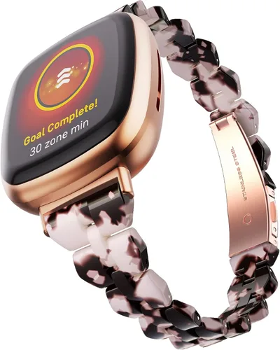 Bandas compatibles con Fitbit Versa 4/Versa 3/Fitbit Sense 2/Fitbit Sense Bandas para mujer, banda delgada de resina a la moda, ligera, fina pulsera