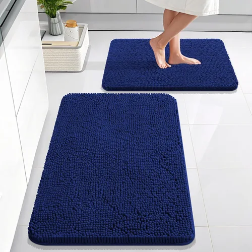Miniatura 85 de OLANLY Juego de alfombras de baño de 2 piezas, alfombras de baño de chenilla suave y absorbente y alfombra de contorno en forma de U para inodoro