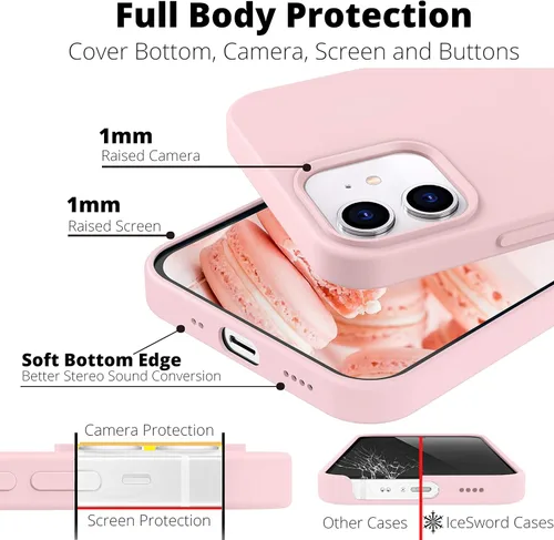 Miniatura 3 de IceSword Funda compatible con iPhone 13 Mini, color rosa arena, fundas de silicona ultra delgada, a prueba de golpes, suave, de 5.4 pulgadas