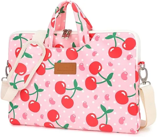 Miniatura 21 de canvaslife Bolso mensajero de hombro para computadora portátil con patrón de cuadros negro agua para portátil de 16 pulgadas y 15.6 pulgadas-16