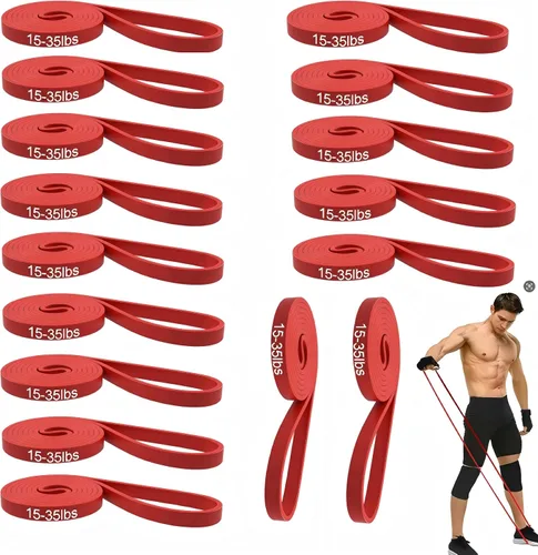 Miniatura 8 de Juego de 16 bandas de resistencia, bandas elásticas de entrenamiento prémium para gimnasio en casa, entrenamiento de fuerza, yoga y terapia física
