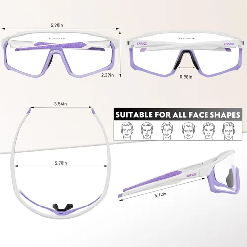 Miniatura 4 de KAPVOE Gafas de ciclismo fotocromáticas para hombres y mujeres, gafas de sol para bicicleta de montaña MTB, deportes, transición, triatlón, carrera