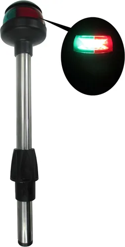 Pactrade Marine Luz de Navegación LED Verde Roja de Proa Poste de 12" SS304 Collar Enchufable (Sin Base con Enchufe Negro de Nailon de 2 Clavijas)