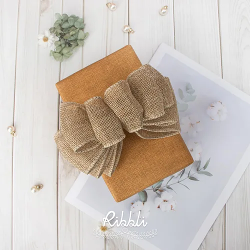 Miniatura 3 de Ribbli Cinta de arpillera natural con alambre, 2 pulgadas x 10 yardas continuas, cinta de borde con alambre para lazo grande, corona, decoración
