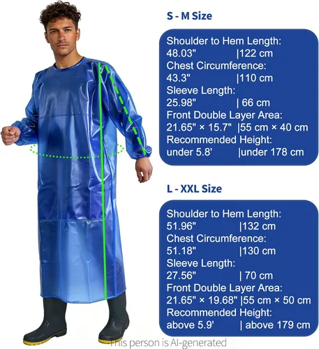 Miniatura 3 de SUJAN Traje Antisalpicaduras Delantal Impermeable Resistente a Químicos, Mono de PVC de Manga Larga Splash suit, chemical resistant smock, safety