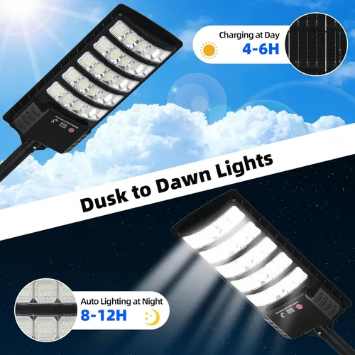 Miniatura 4 de FOWSEEK Luces Solares de Calle para Exteriores Impermeables, Paquete de 2 Luces Solares de Inundación para Exteriores de Alto Lumen con Sensor