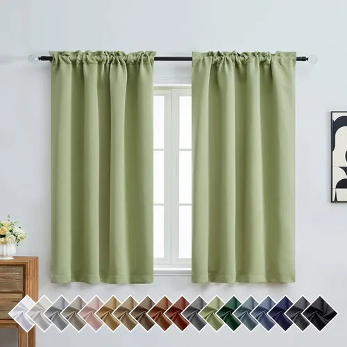 Miniatura 189 de OVZME Cortinas opacas turquesa para tratamiento de ventanas pequeñas, cortinas cortas con bloqueo de luz para ventana de cocina sobre el fregadero