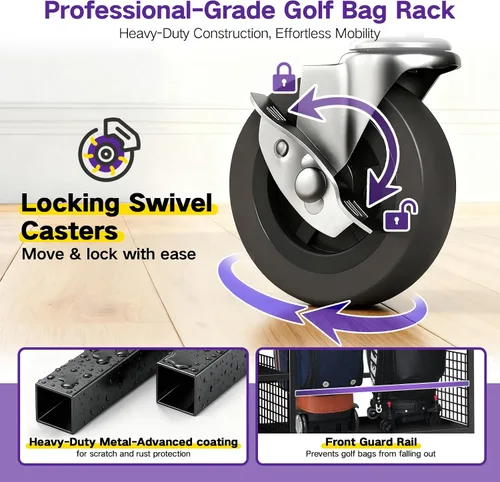 Miniatura 4 de Organizador de almacenamiento de bolsas de golf, soporte de almacenamiento para bolsas de golf y otros accesorios de equipo de golf, estante