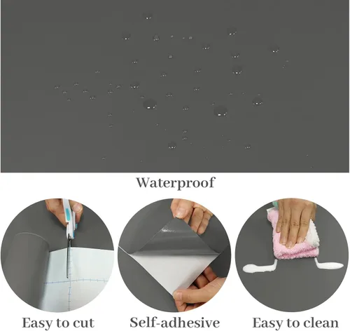 Miniatura 8 de VaryPaper 40 cm x 200 cm Papel de Contacto Gris Moderno para Despegar y Pegar, Vinilo Autoadhesivo, Extraíble, Decorativo, Impermeable, Papel