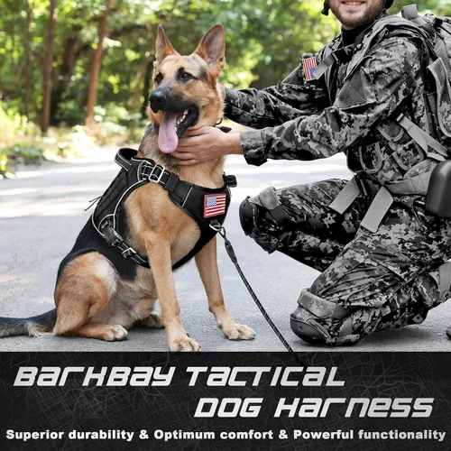Miniatura 2 de Arnés BARKBAY táctico para perro grande, arnés tipo chaleco para perro pesado, para servicio militar, chaleco MOLLE para perro de trabajo