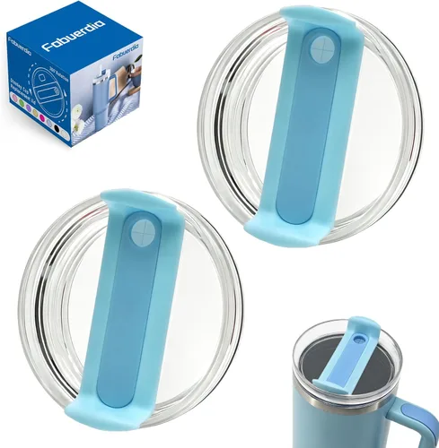 Miniatura 13 de Tapa de repuesto para vaso de 40 onzas compatible con Stanley Quencher, paquete de 2 fundas transparentes a prueba de derrames para accesorios