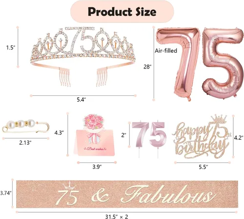 Miniatura 34 de Decoraciones de cumpleaños de 30 años para ella, banda y corona de cumpleaños de 30 años, adorno para pastel de cumpleaños y velas, tarjeta