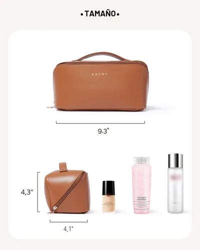 Miniatura 6 de EACHY Bolsa de Maquillaje de Viaje, Bolsas de Cosméticos de Gran Capacidad para Mujeres, Bolsa Portátil Impermeable que se Abre Plana, Bolsa de Aseo