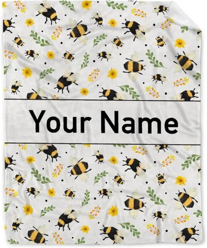 Miniatura 8 de Manta de franela de abeja – Manta cálida y acogedora de felpa floral de girasol para sofá, cama, sala de estar, decoración del hogar y regalos Abeja