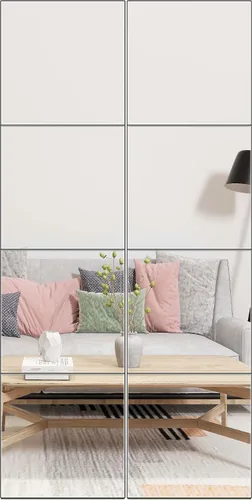 Miniatura 16 de Ruomeng Azulejos de espejo de pared de longitud completa, 10 x 10 pulgadas, 4 piezas sin marco, espejo de cuerpo completo, espejo montado