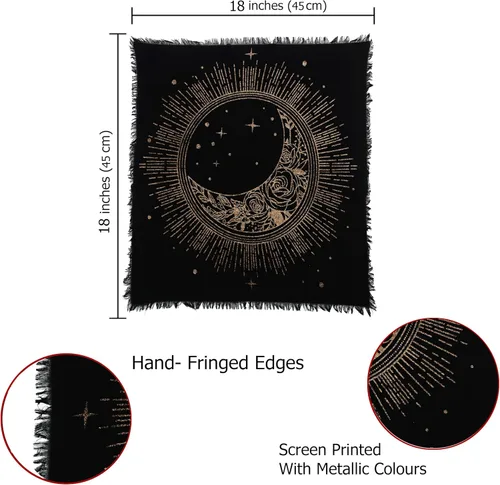 Miniatura 6 de Indian Consigners Tela de altar Sol Luna Estrella Brujería Alter Tarot Spread Top Cloth Wiccan Square Spiritual Sacred (Golden Sun Moon Star)