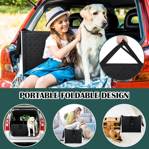 Miniatura 4 de Rampa para perros para automóvil, escalera extra ancha para perros grandes para automóvil, escalones para mascotas de aluminio ligero plegables