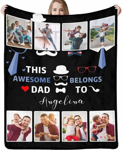 Miniatura 26 de Manta personalizada para papá abuelo, regalo de manta personalizada para el día del padre, manta personalizada con foto para papá, regalo