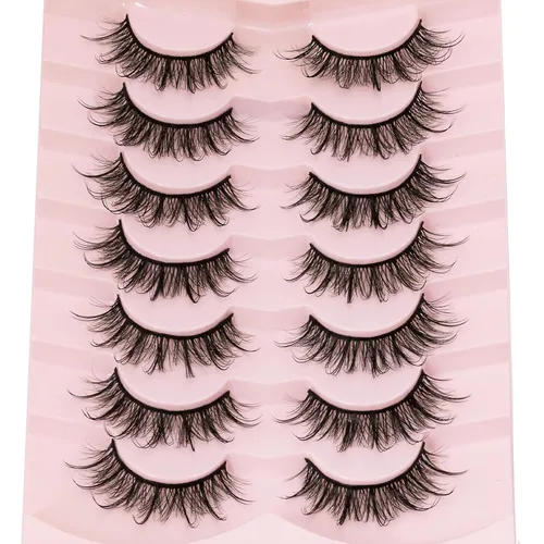 Miniatura 9 de DYSILK Pestañas esponjosas de visón, pestañas de visón, 7 pares de pestañas de visón sintético 8D, pestañas postizas de aspecto natural, pestañas