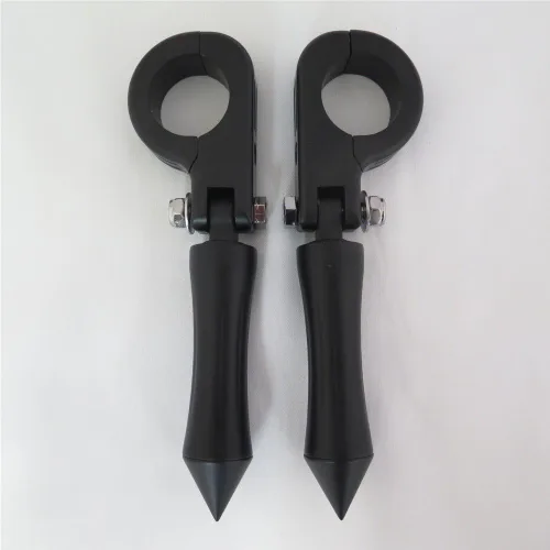Miniatura 2 de HK MOTO - Reposapiés negro con kit de montaje P-Clamp se adapta a protectores delanteros del motor de 1.5 pulgadas de diámetro para H-D Sportster