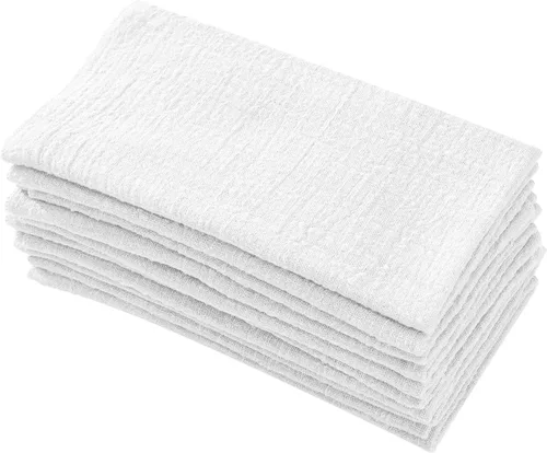 Miniatura 9 de Servilletas de tela para cena 10 unidades, servilletas de gasa 100% algodón natural suave, servilletas lavables ideales para bodas, decorativas