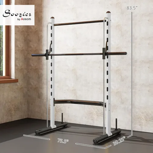 Miniatura 7 de Soozier Squat Rack with Pull-Up Bar, Adjustable Power Rack with Barbell Bar, Multi-Functional Steel Bench Press Rack for Home Gym Strength Training