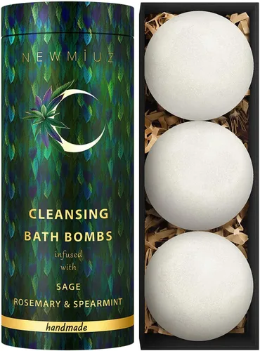 Bombas de baño de salvia para baño espiritual, protección de limpieza de energía, blindaje sin humo, manchas, salvia, romero y menta verde,