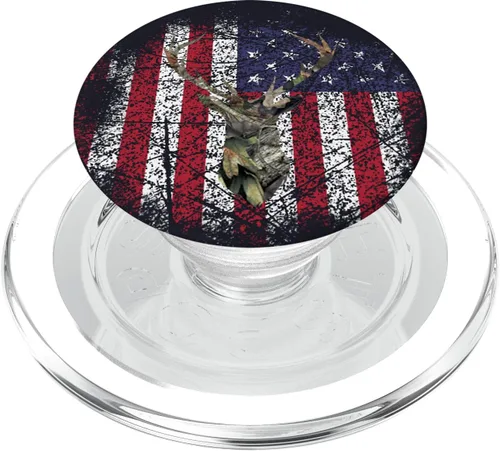 Miniatura 8 de Deer Buck - Bandera de Estados Unidos para caza, camuflaje, color marrón, rojo, blanco, azul, PopSockets Grip y Stand para teléfonos y tabletas