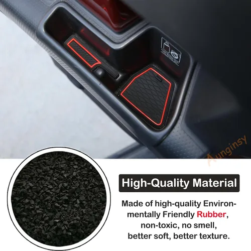 Miniatura 4 de Aunginsy Kit de alfombrillas con ranura para automóvil (15 unidades), goma, rojo y negro, compatible con Toyotaa FJ Cruiser 2007-2021, consola