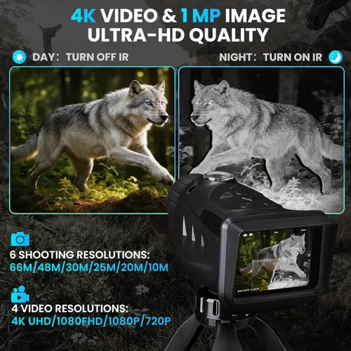Miniatura 2 de VXF Monocular de visión nocturna, alcance de visión nocturna 4K para 100% oscuridad con batería recargable de 3000 mAh, tarjeta SD de 3+32 GB