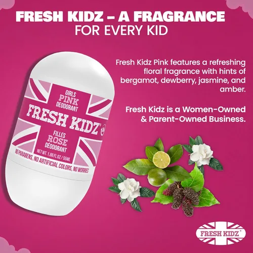 Miniatura 8 de Fresh Kidz Gel de baño de 16.9 onzas líquidas y 2 desodorantes en rollo de 1.86 onzas líquidas para niños y adolescentes - Conjunto rosa para niñas