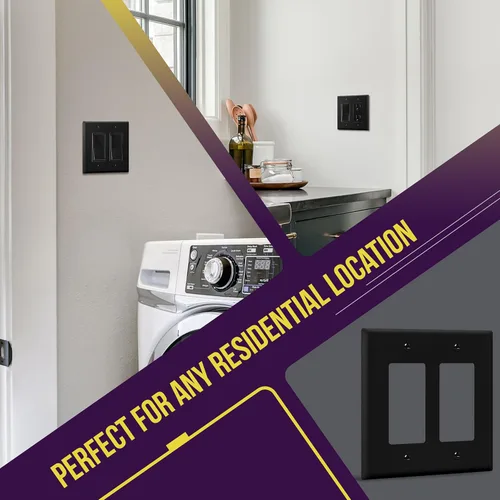 Miniatura 4 de ENERLITES - Placas decorativas de pared para interruptor de luz o toma de corriente, acabado brillante, tamaño intermedio, 2 bandas, 4.88 x 4.92