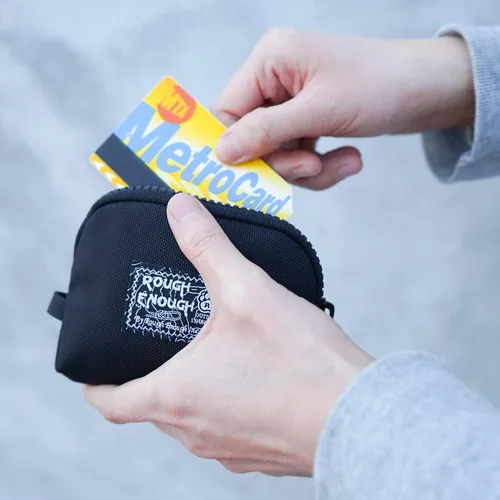 Miniatura 9 de Rough Enough - Monedero pequeño para hombres, monedero de cambio, llavero para mujeres y niños con cordón en Cordura negra, Negro