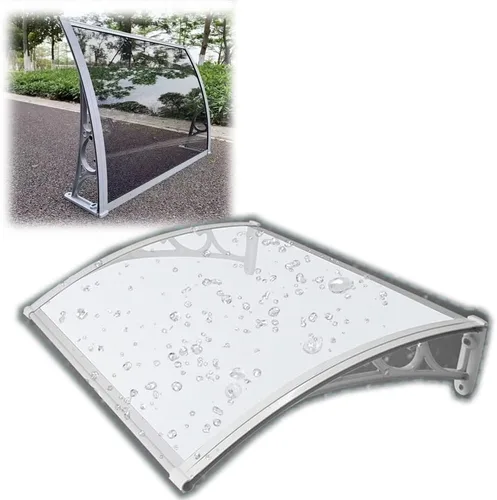 Toldo para ventana, jardín, patio, puerta al aire libre, 40 x 32 pulgadas, toldo exterior de policarbonato para protección contra la lluvia, nieve,