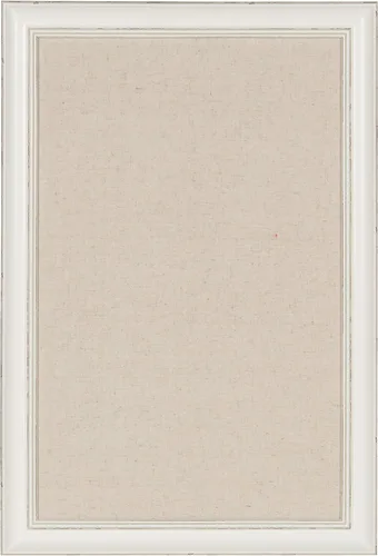 DesignOvation Macon - Pinboard de tela de lino enmarcado, 18 x 27, blanco suave