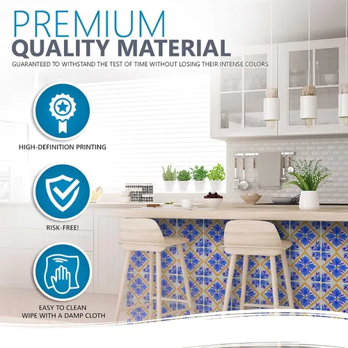 Miniatura 4 de Mi Alma Adhesivo para azulejos, fácil aplicación, ideal para baño, cocina, azulejos de pared (azul y naranja, 8 x 8 pulgadas)