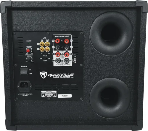 Miniatura 4 de Rockville BASS Blaster 10 - Subwoofer de cine en casa de 10 pulgadas con alimentación de 750 W, iluminación LED, entradas/salidas RCA, cruce