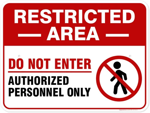 Miniatura 9 de Cartel de área restringida "Restricted Area Do Not Enter Authorized Personnel Only" [Texto en inglés], de aluminio, anti-óxido, de 10x14 pulgadas