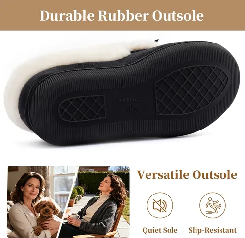 Miniatura 6 de RockDove Pantuflas tipo mocasín de microgamuza con forro de piel sintética para mujer