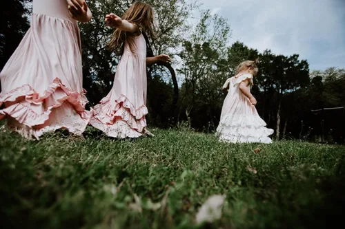 Miniatura 3 de Vestido largo bohemio con volantes para niñas, color rosa, manga de mosca, volantes, de verano, de algodón