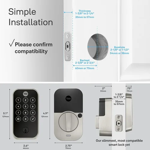 Miniatura 7 de Yale Assure Lock 2 Cerrojo de Seguridad, Cerradura de Puerta de Entrada Digital con Pantalla Táctil en Ante Negro con Teclado Electrónico y Llave