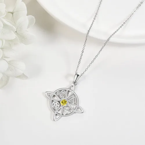Miniatura 68 de YAFEINI Collar con dije de nudo de bruja de plata de ley, amuleto de bruja de cruz celta, regalo para mujer