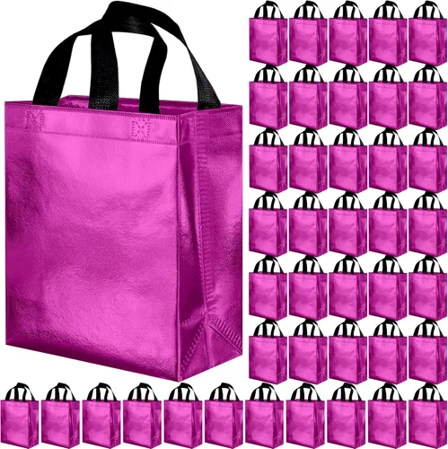 Miniatura 19 de BLEWINDZ 100 bolsas de regalo reutilizables medianas con asas - Ideales para obsequios de fiestas y bolsas de compras (10 colores)