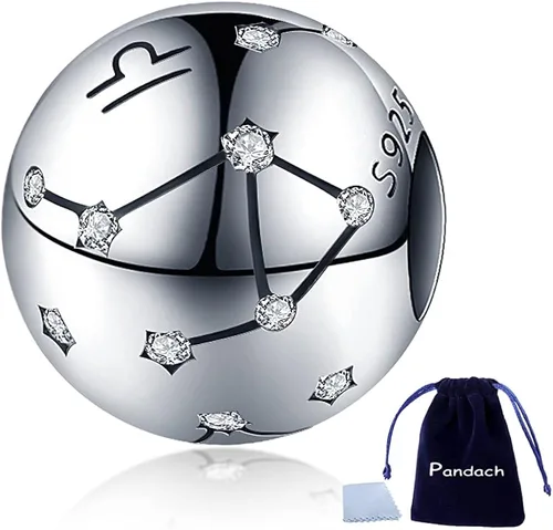 Pandach 12 Zodiac Sign Birthday Charms 925 Sterling Silver Birthstone Charms Fits Women's Charm Bracelet Necklace Bangle Gifts for Girls Friends