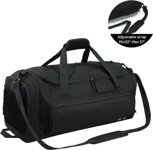 Miniatura 5 de MIER Bolsa de lona grande para hombre, bolsa de gimnasio con compartimento para zapatos, 60L