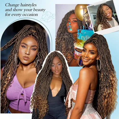 Miniatura 6 de Pelucas trenzadas de imitación sin nudos para mujer, peluca trenzada de encaje frontal, peluca trenzada con cabello de bebé, pelucas trenzadas
